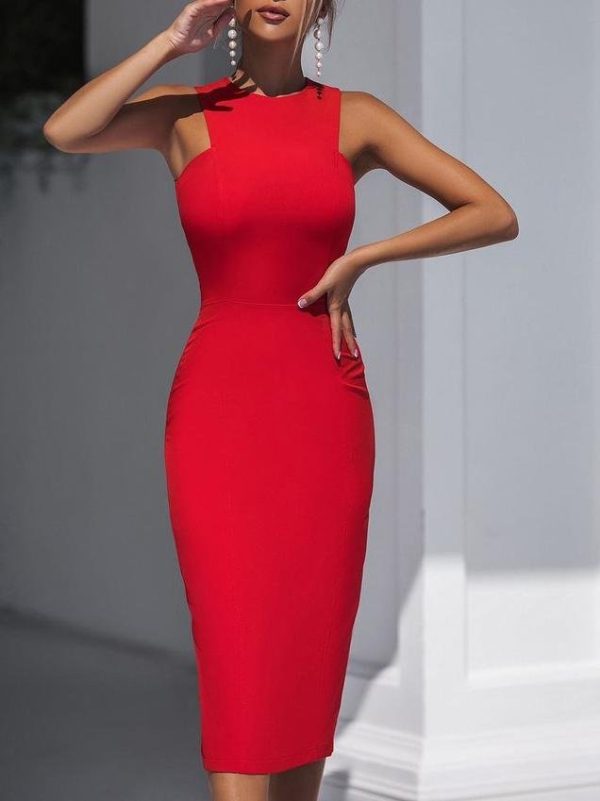 Elegant Sleeveless High-waisted Bodycon Dress - Image 5