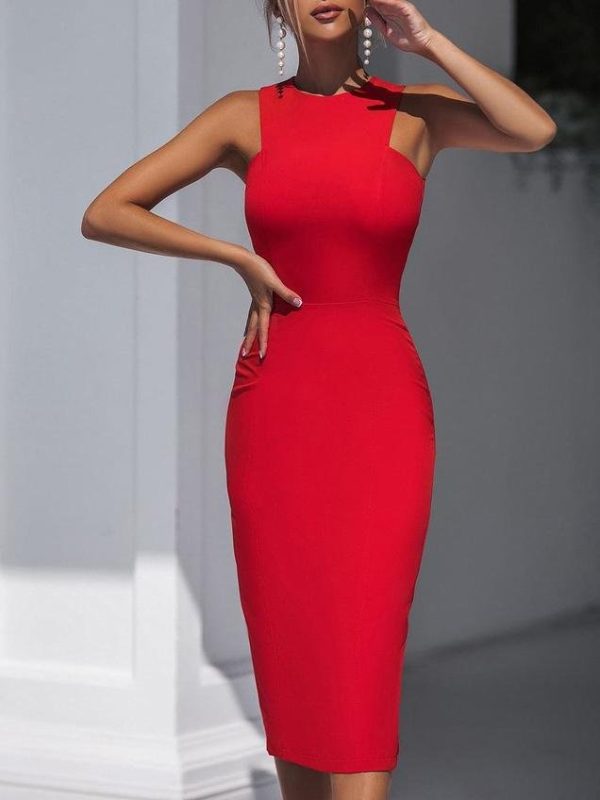 Elegant Sleeveless High-waisted Bodycon Dress - Image 4