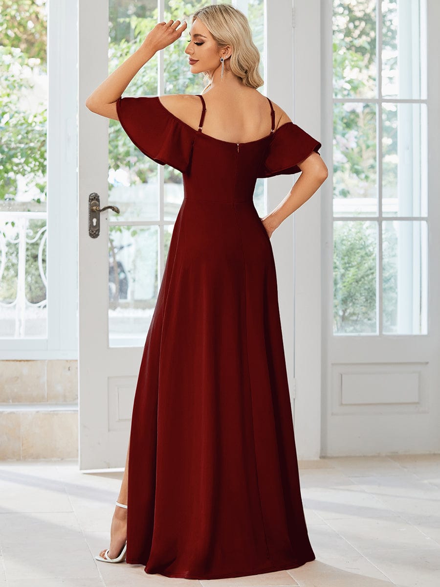 Elegant Sleeveless Off-Shoulder A-Line Knitted Evening Gown - Image 8