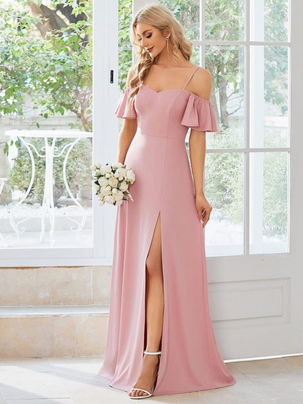Elegant Sleeveless Off-Shoulder A-Line Knitted Evening Gown - Image 12