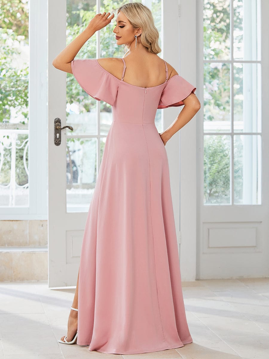 Elegant Sleeveless Off-Shoulder A-Line Knitted Evening Gown - Image 13