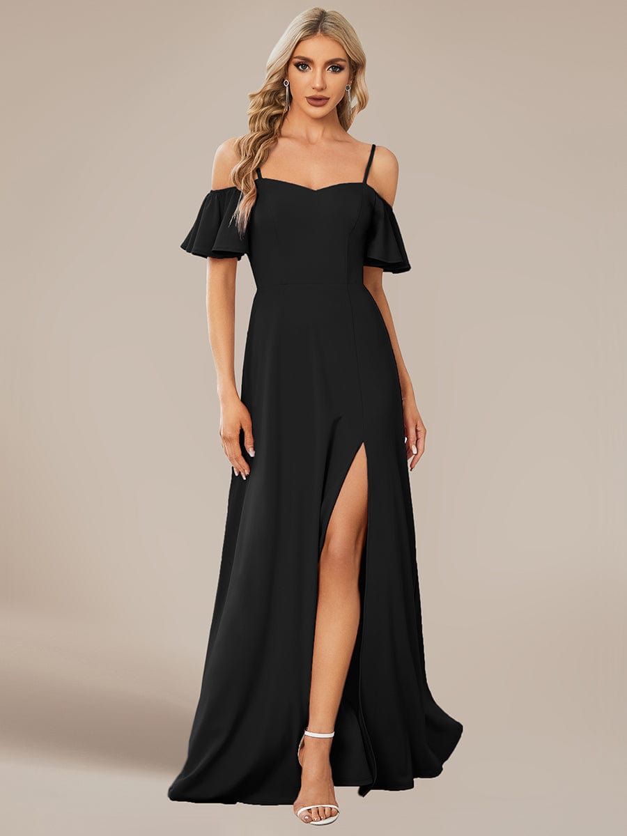 Elegant Sleeveless Off-Shoulder A-Line Knitted Evening Gown - Image 16