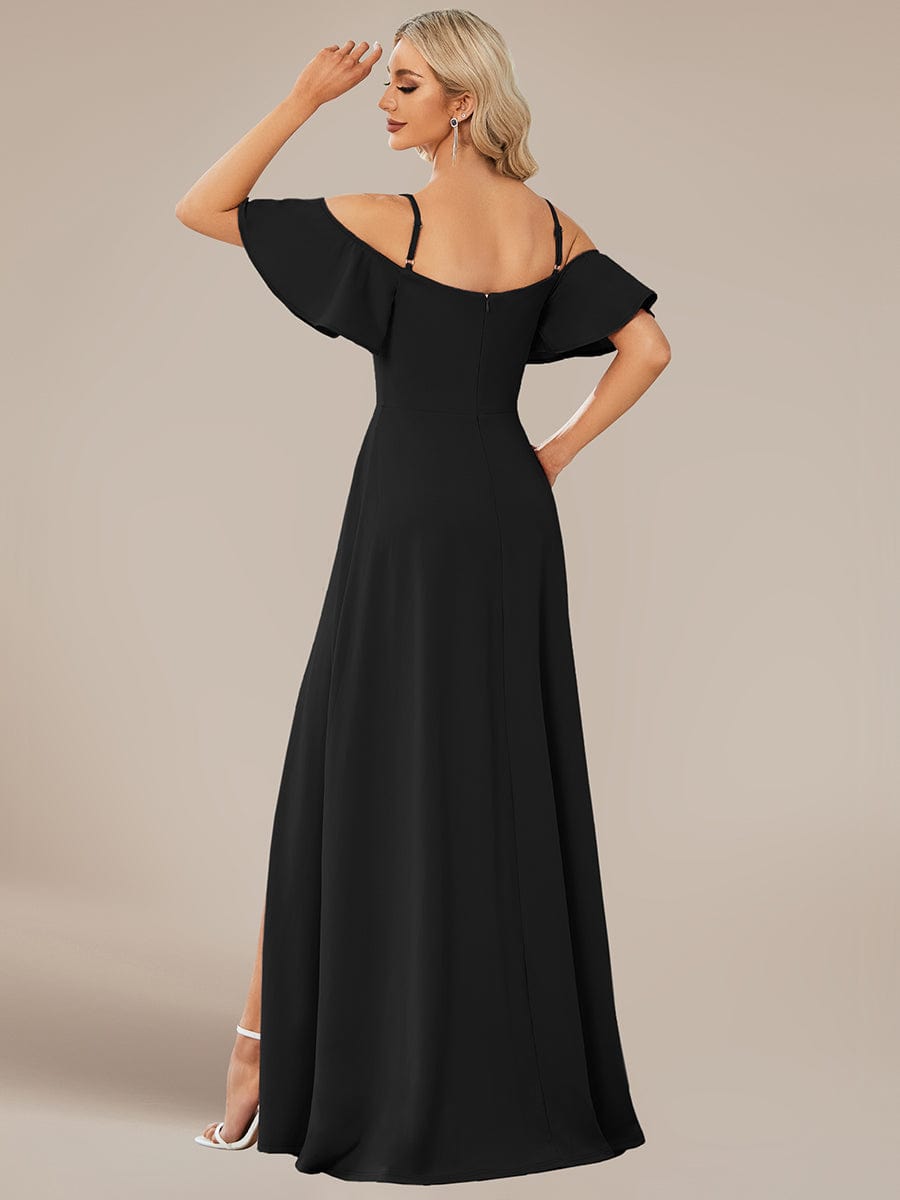 Elegant Sleeveless Off-Shoulder A-Line Knitted Evening Gown - Image 17