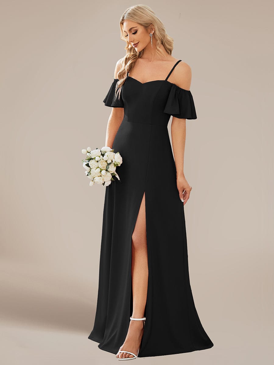 Elegant Sleeveless Off-Shoulder A-Line Knitted Evening Gown - Image 18