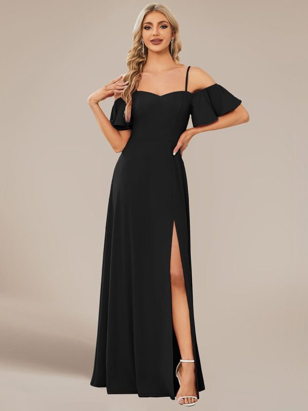 Elegant Sleeveless Off-Shoulder A-Line Knitted Evening Gown - Image 19