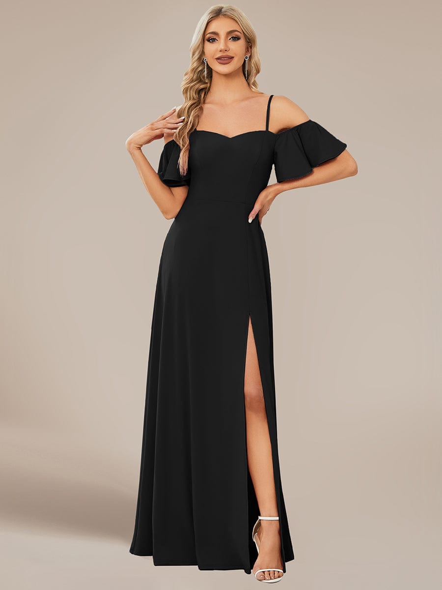 Elegant Sleeveless Off-Shoulder A-Line Knitted Evening Gown - Image 19