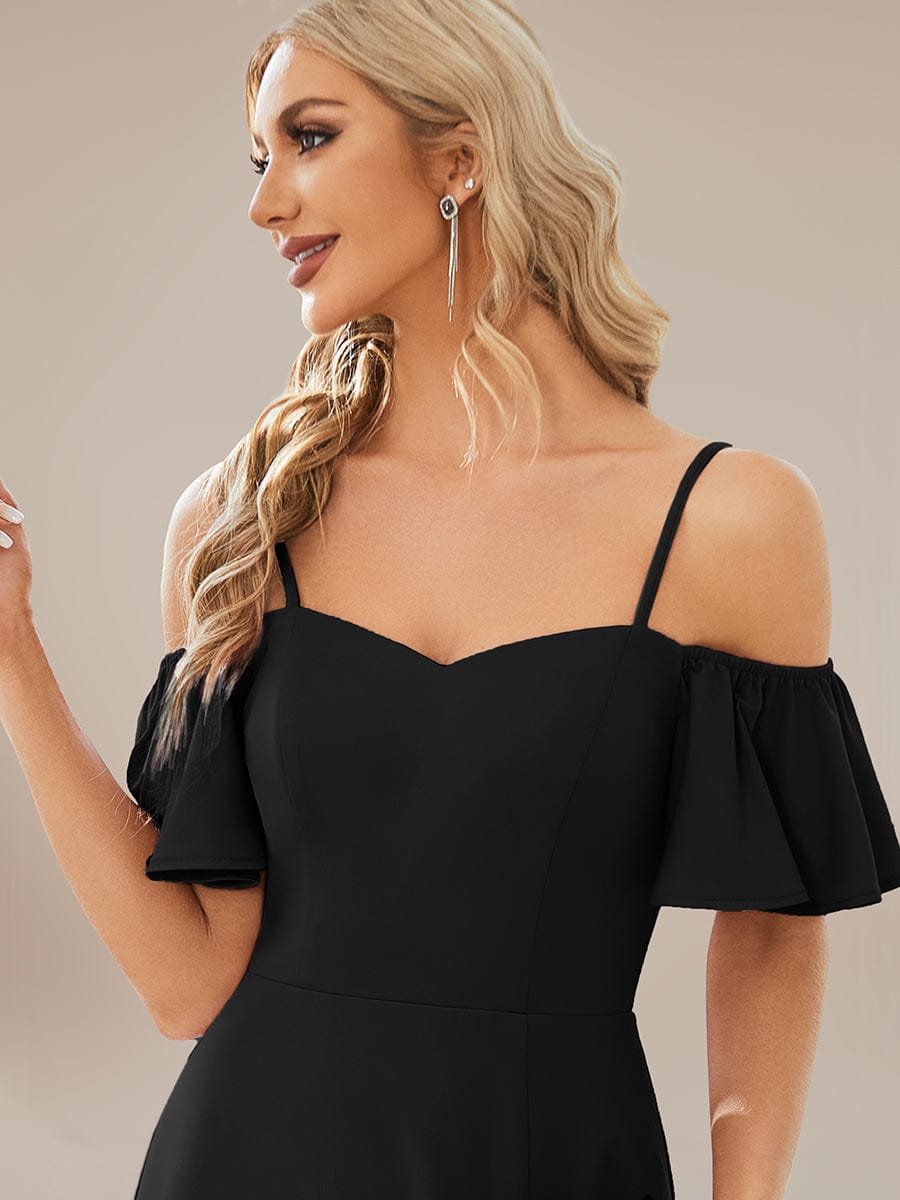 Elegant Sleeveless Off-Shoulder A-Line Knitted Evening Gown - Image 20