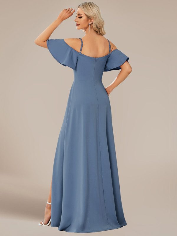 Elegant Sleeveless Off-Shoulder A-Line Knitted Evening Gown - Image 27