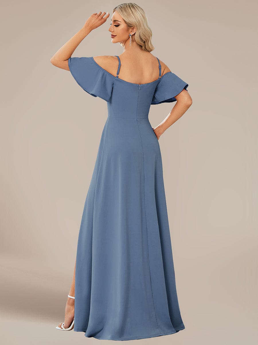 Elegant Sleeveless Off-Shoulder A-Line Knitted Evening Gown - Image 27