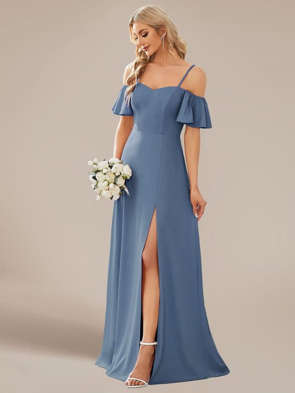 Elegant Sleeveless Off-Shoulder A-Line Knitted Evening Gown - Image 28
