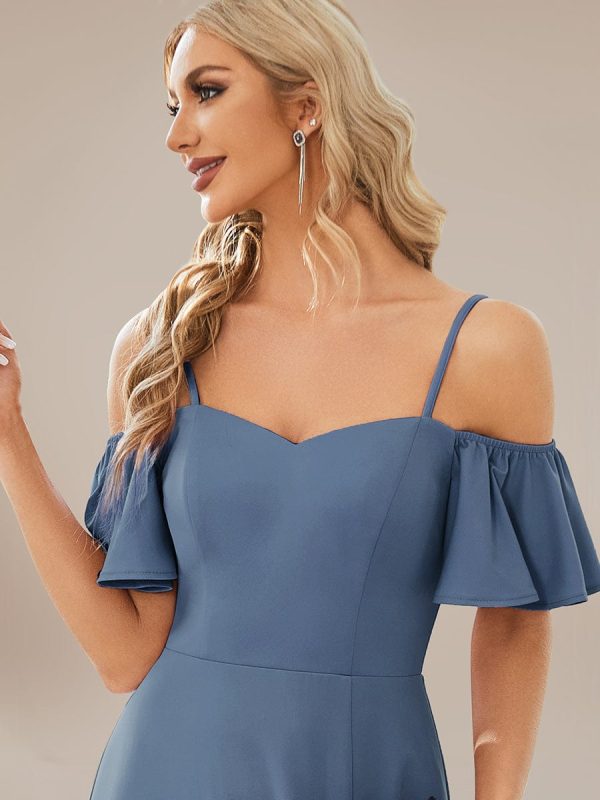 Elegant Sleeveless Off-Shoulder A-Line Knitted Evening Gown - Image 30