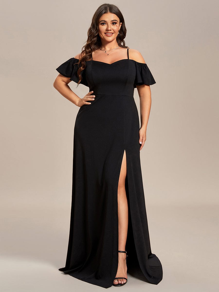 Elegant Sleeveless Off-Shoulder A-Line Knitted Evening Gown - Image 32