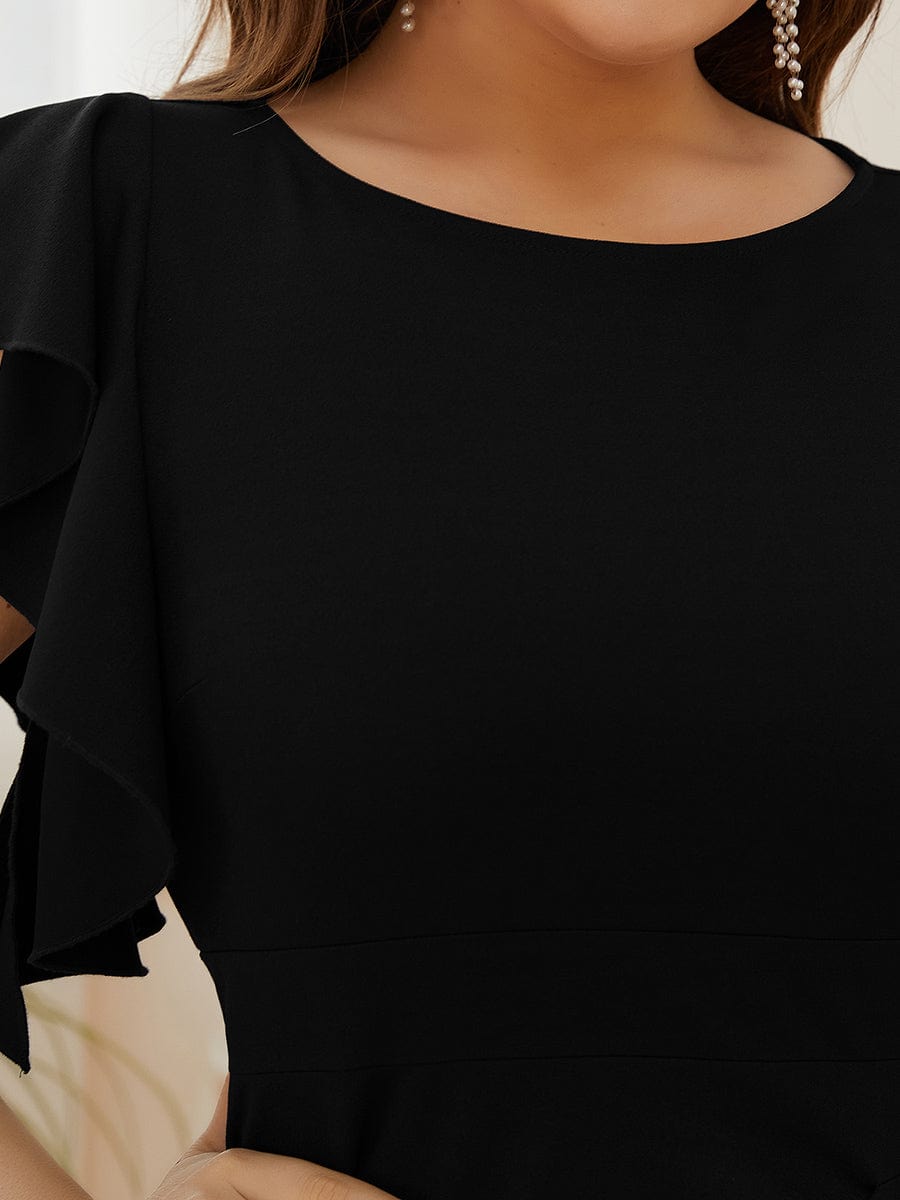 Elegant Split Evening Dress with U Neck and Cover Sleeves - Image 7