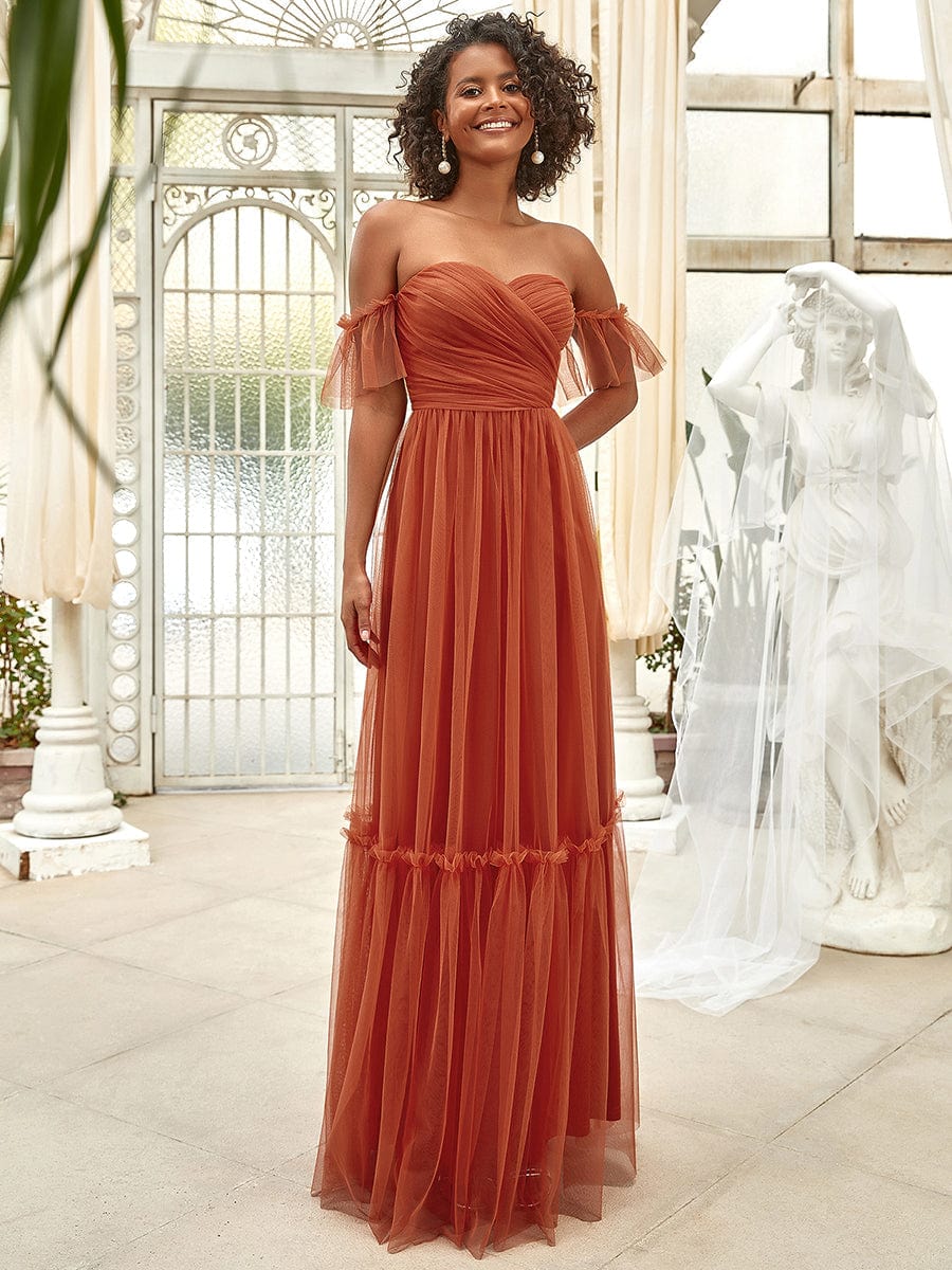 Elegant Strapless A Line Evening Gown with Cascading Ruffles - Image 3