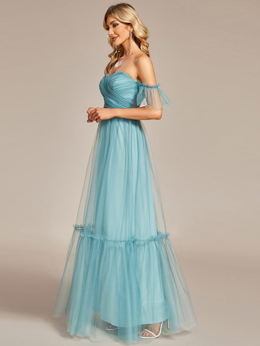 Elegant Strapless A Line Evening Gown with Cascading Ruffles - Image 35