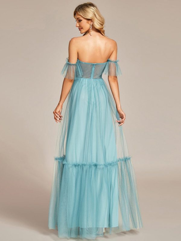 Elegant Strapless A Line Evening Gown with Cascading Ruffles - Image 34