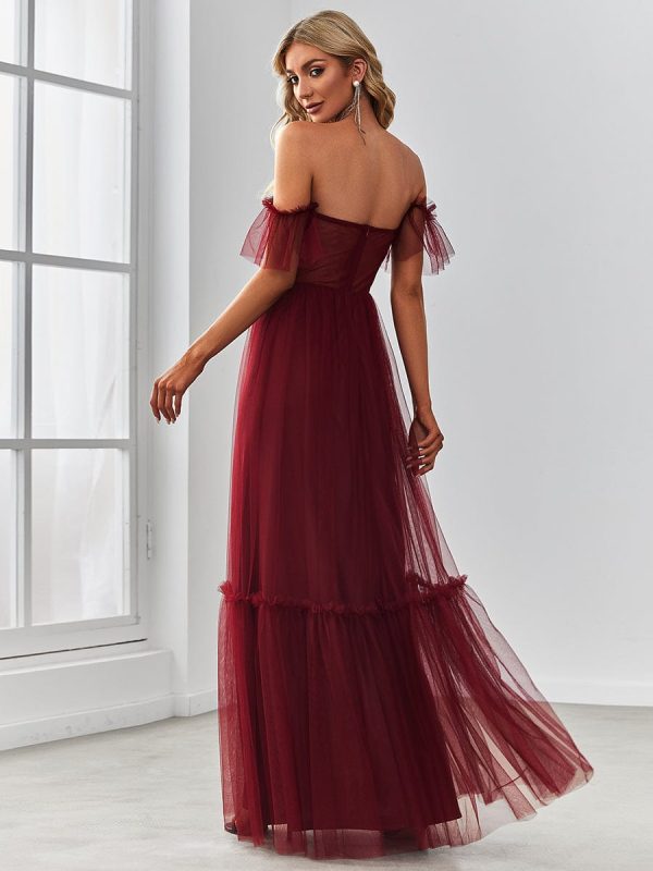 Elegant Strapless A Line Evening Gown with Cascading Ruffles - Image 25