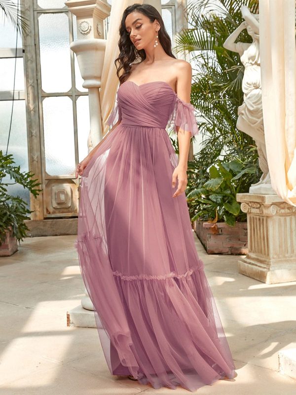 Elegant Strapless A Line Evening Gown with Cascading Ruffles - Image 12