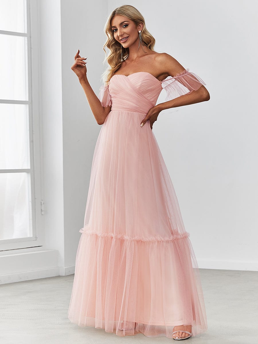 Elegant Strapless A Line Evening Gown with Cascading Ruffles - Image 23
