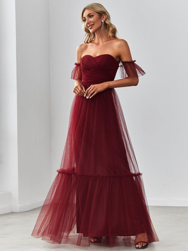 Elegant Strapless A Line Evening Gown with Cascading Ruffles - Image 21