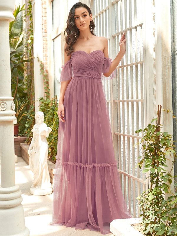 Elegant Strapless A Line Evening Gown with Cascading Ruffles - Image 11