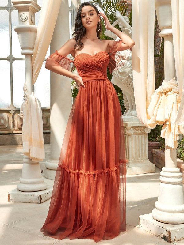 Elegant Strapless A Line Evening Gown with Cascading Ruffles - Image 6