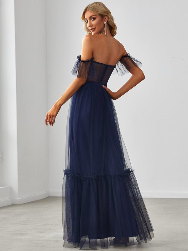 Elegant Strapless A Line Evening Gown with Cascading Ruffles - Image 30