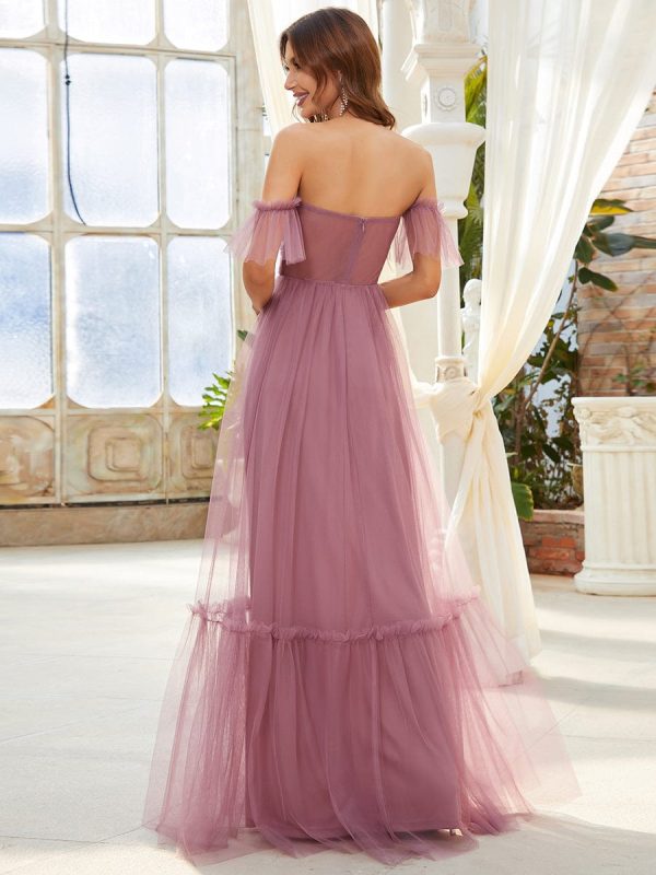 Elegant Strapless A Line Evening Gown with Cascading Ruffles - Image 14