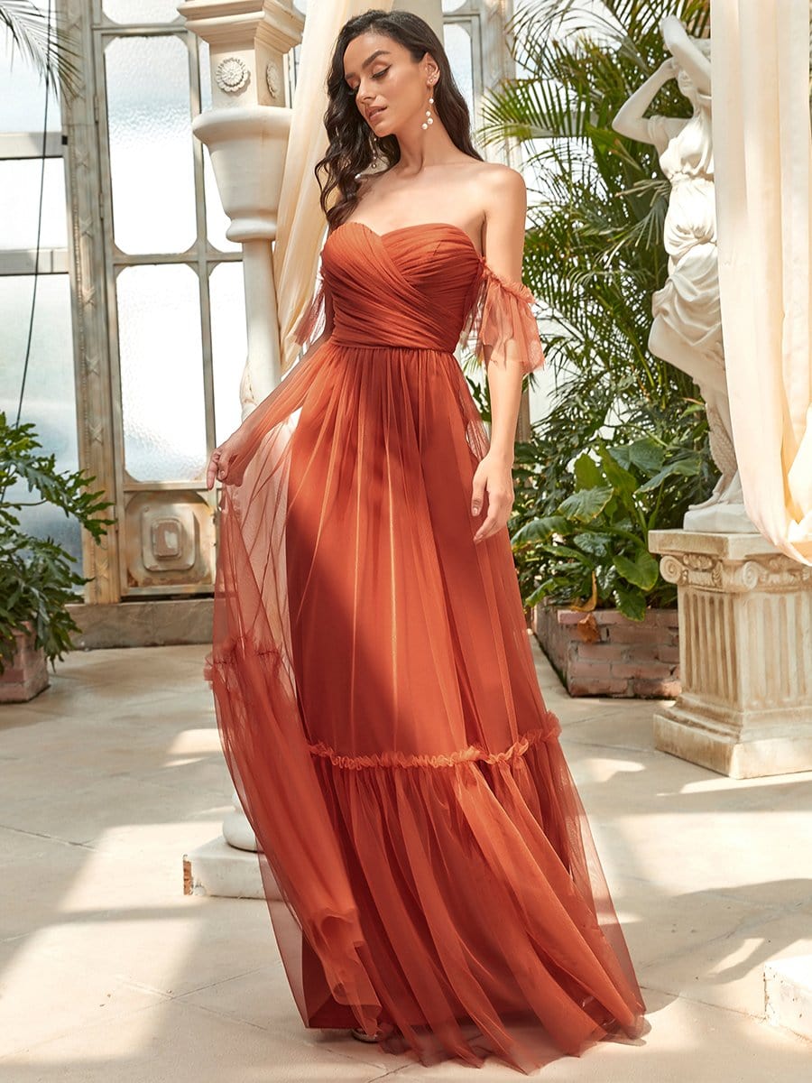 Elegant Strapless A Line Evening Gown with Cascading Ruffles - Image 7