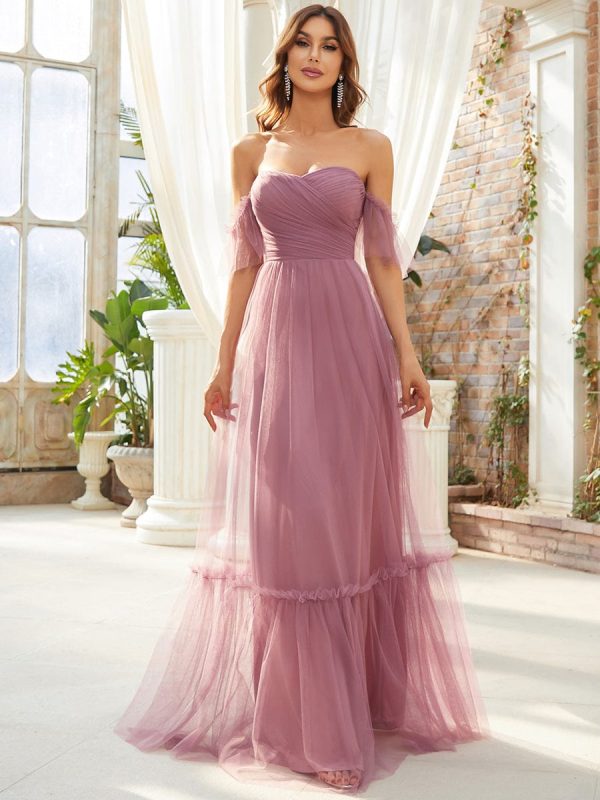 Elegant Strapless A Line Evening Gown with Cascading Ruffles - Image 13