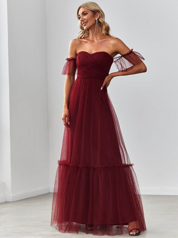 Elegant Strapless A Line Evening Gown with Cascading Ruffles - Image 28