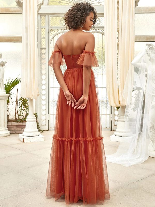 Elegant Strapless A Line Evening Gown with Cascading Ruffles - Image 5