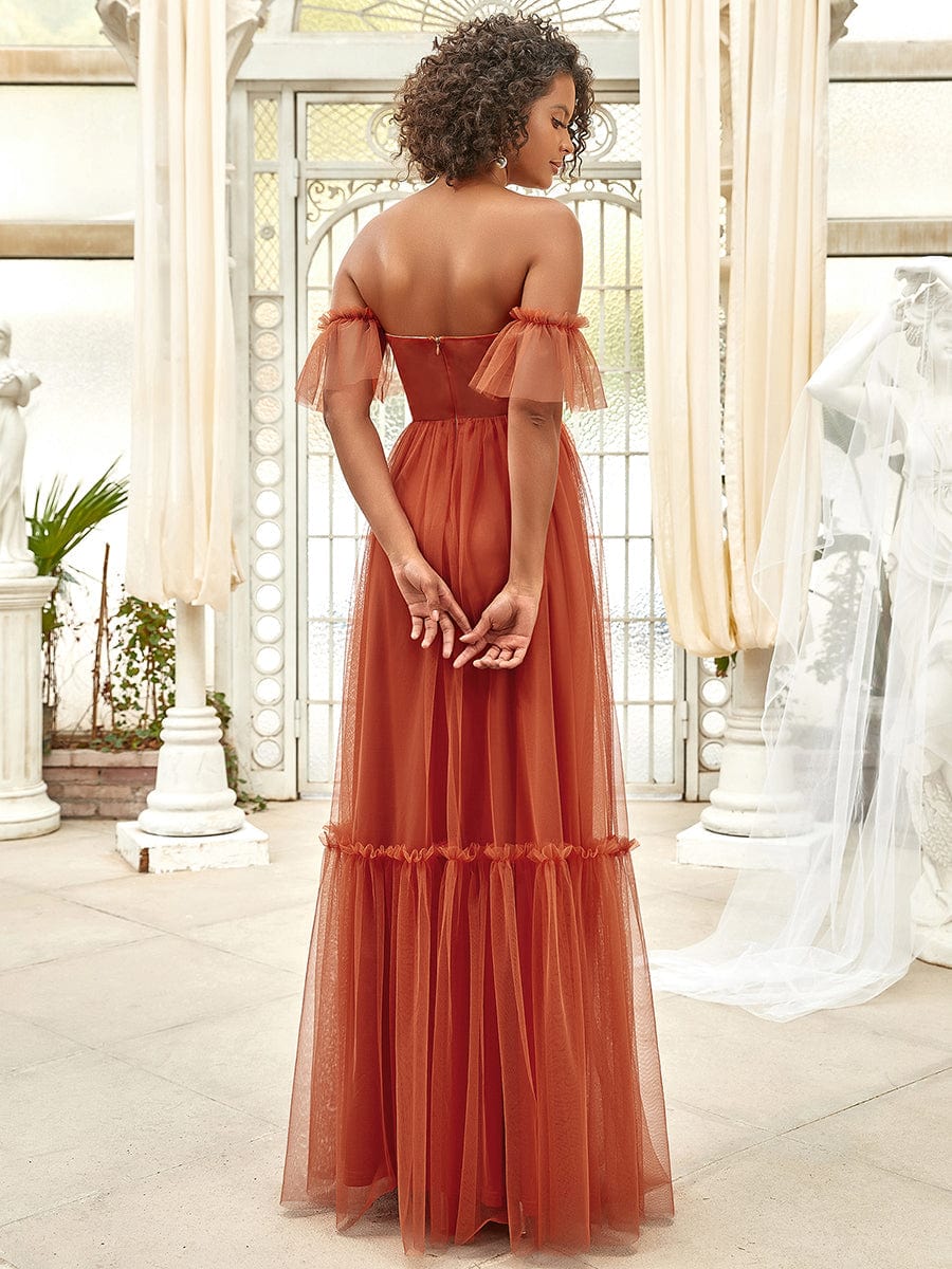 Elegant Strapless A Line Evening Gown with Cascading Ruffles - Image 5