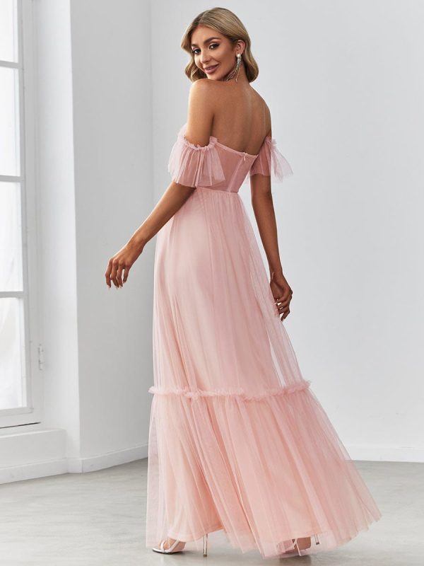 Elegant Strapless A Line Evening Gown with Cascading Ruffles - Image 19