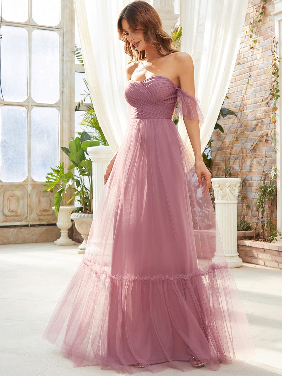 Elegant Strapless A Line Evening Gown with Cascading Ruffles - Image 15