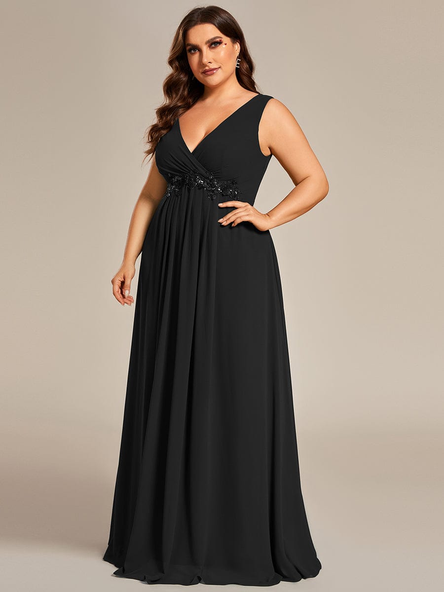 Elegant V-Neck Applique A-Line Evening Gown - Image 22
