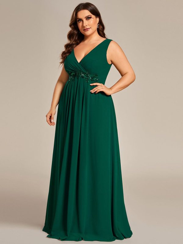 Elegant V-Neck Applique A-Line Evening Gown - Image 16