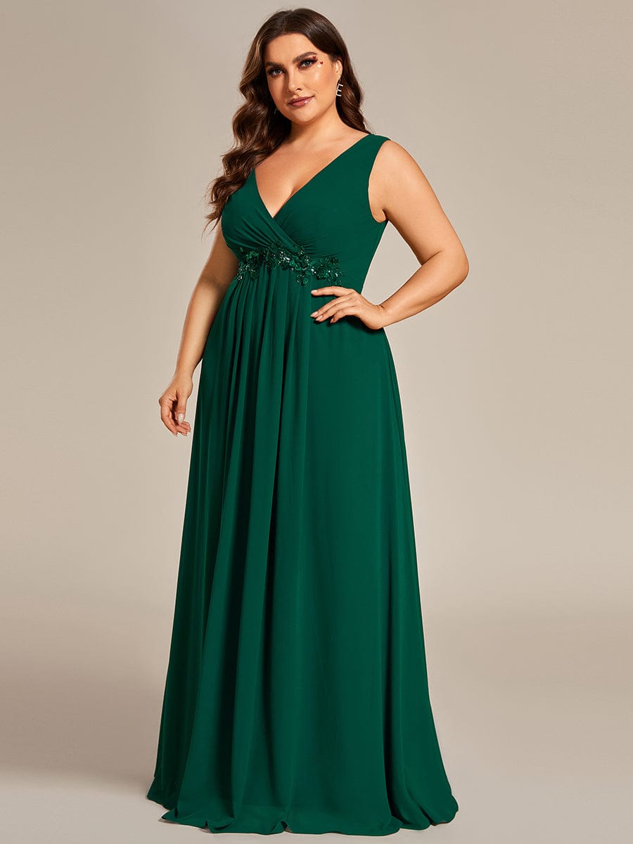 Elegant V-Neck Applique A-Line Evening Gown - Image 16