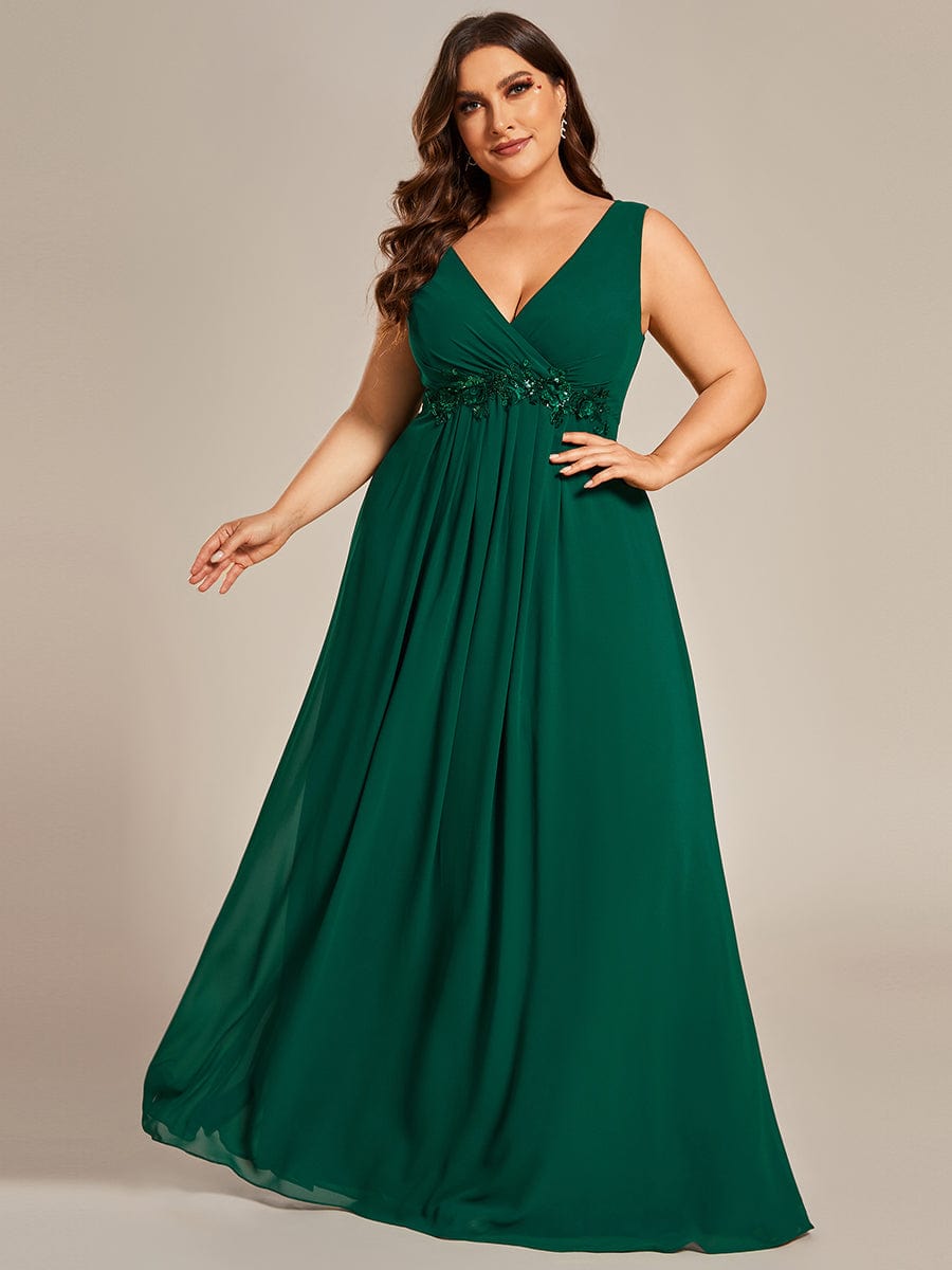 Elegant V-Neck Applique A-Line Evening Gown - Image 15