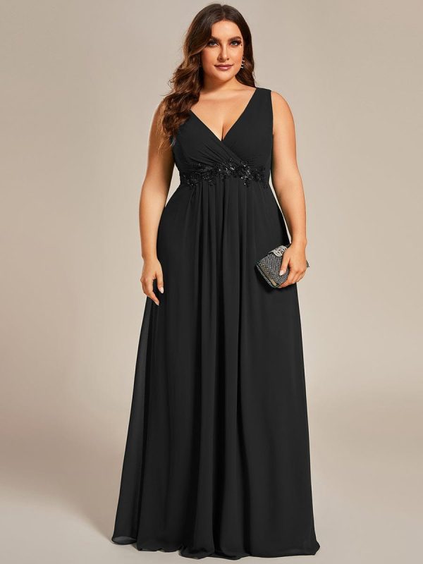 Elegant V-Neck Applique A-Line Evening Gown - Image 20