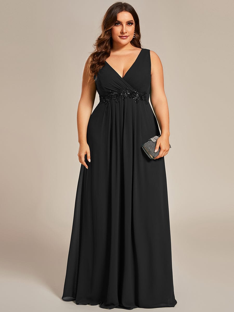 Elegant V-Neck Applique A-Line Evening Gown - Image 20