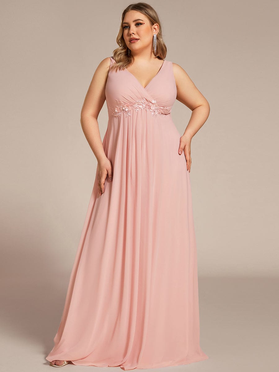 Elegant V-Neck Applique A-Line Evening Gown - Image 4