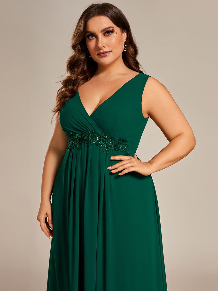 Elegant V-Neck Applique A-Line Evening Gown - Image 19