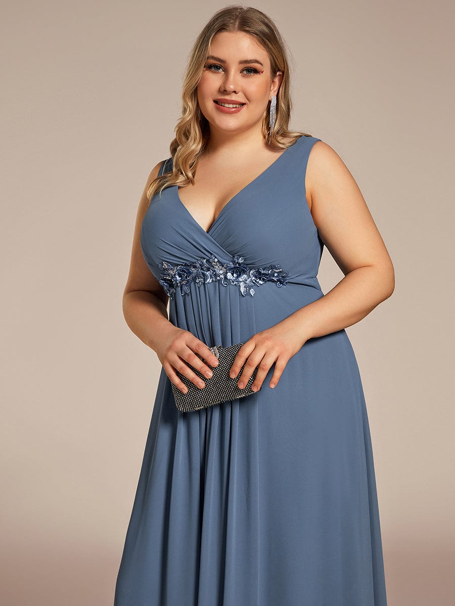 Elegant V-Neck Applique A-Line Evening Gown - Image 14