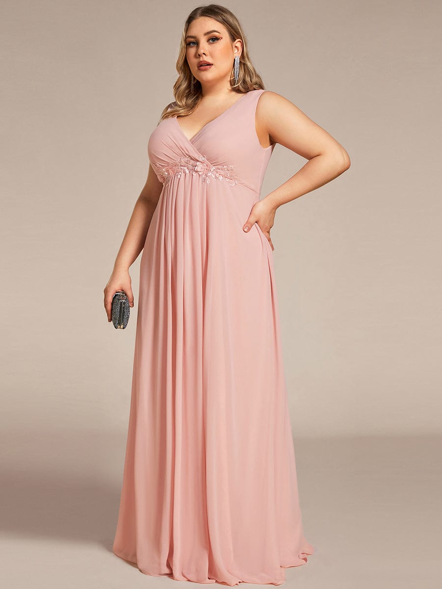 Elegant V-Neck Applique A-Line Evening Gown - Image 3