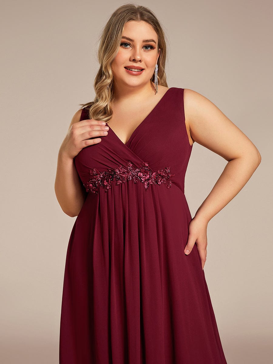 Elegant V-Neck Applique A-Line Evening Gown - Image 9