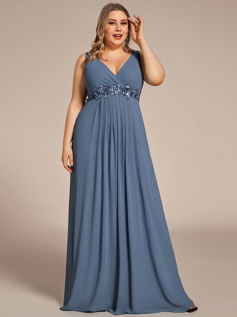Elegant V-Neck Applique A-Line Evening Gown - Image 11