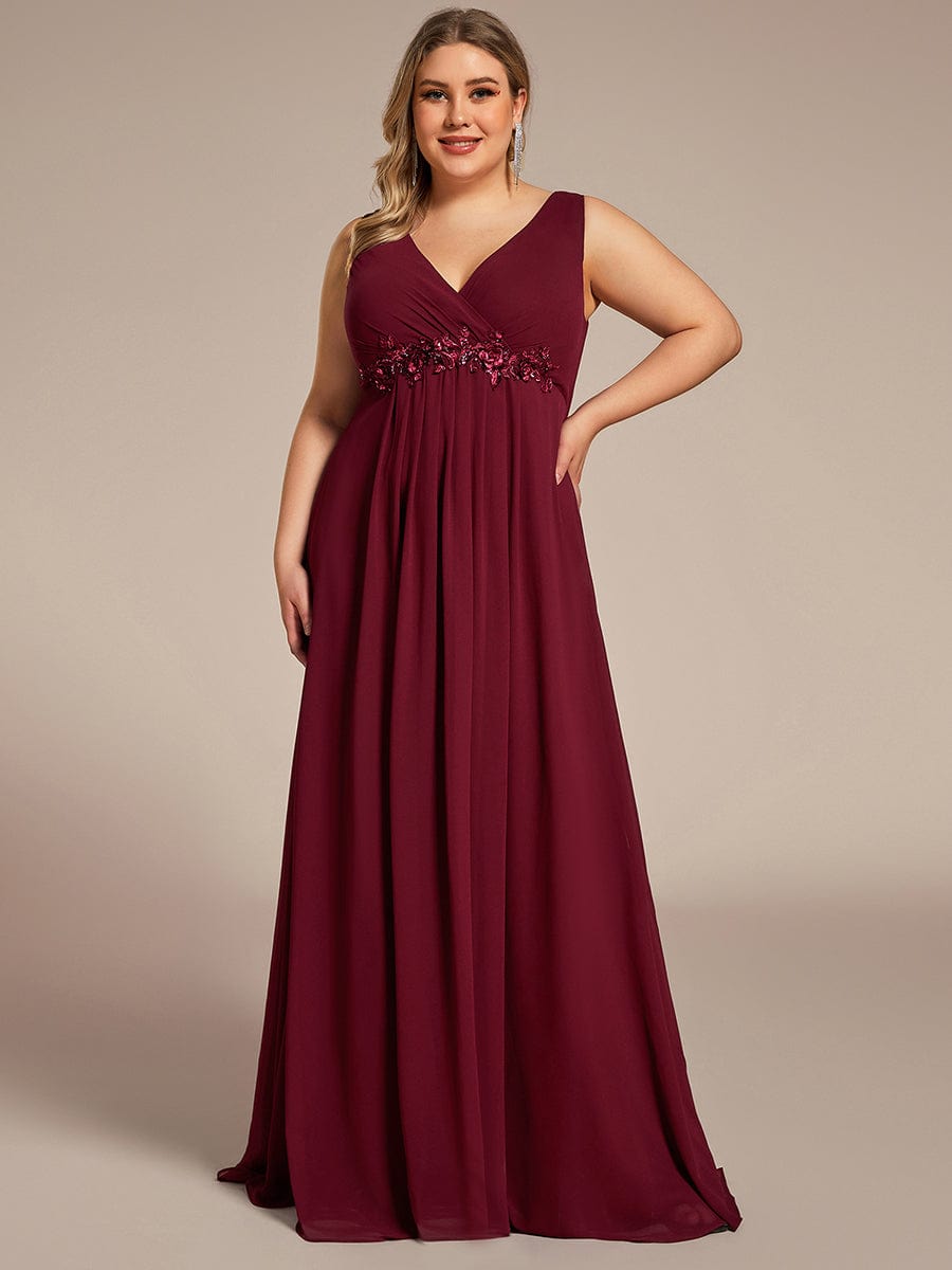 Elegant V-Neck Applique A-Line Evening Gown - Image 6
