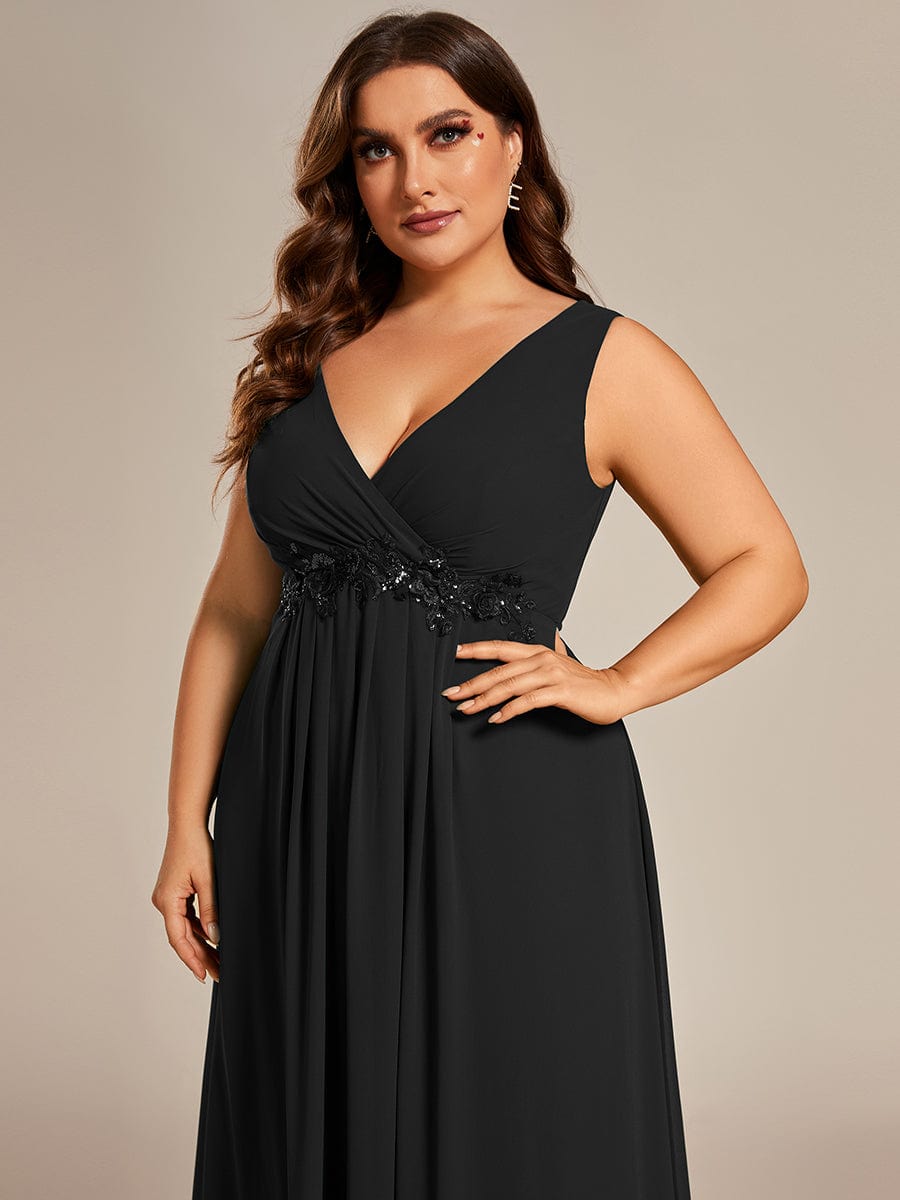 Elegant V-Neck Applique A-Line Evening Gown - Image 24
