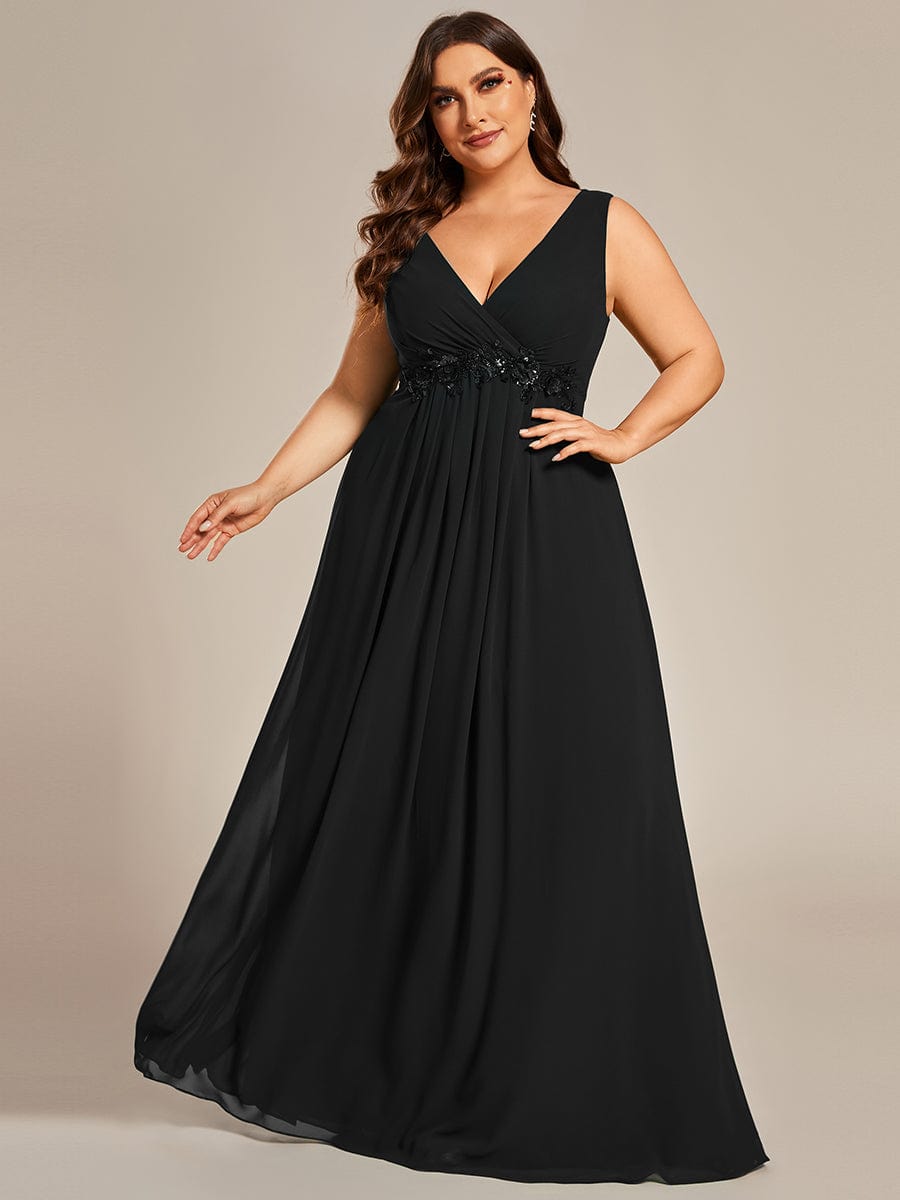 Elegant V-Neck Applique A-Line Evening Gown - Image 23